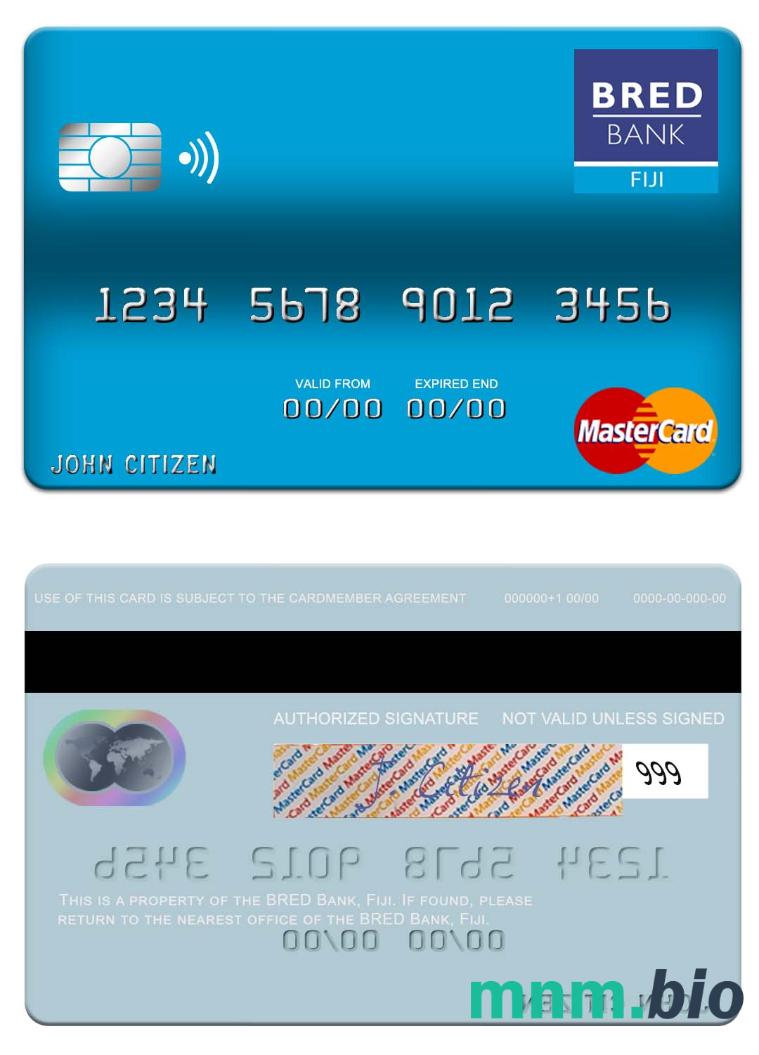 Fiji BRED Bank przykład karty mastercard w formacie PSD
